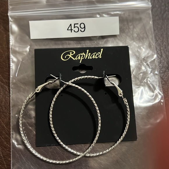 3/$18 Raphael Silver Textured Hoop Pierced Earrings - 2” Long - Lot 459 - Picture 4 of 4